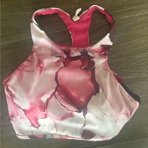 Under Armour Pink and White Marble Sports Bra